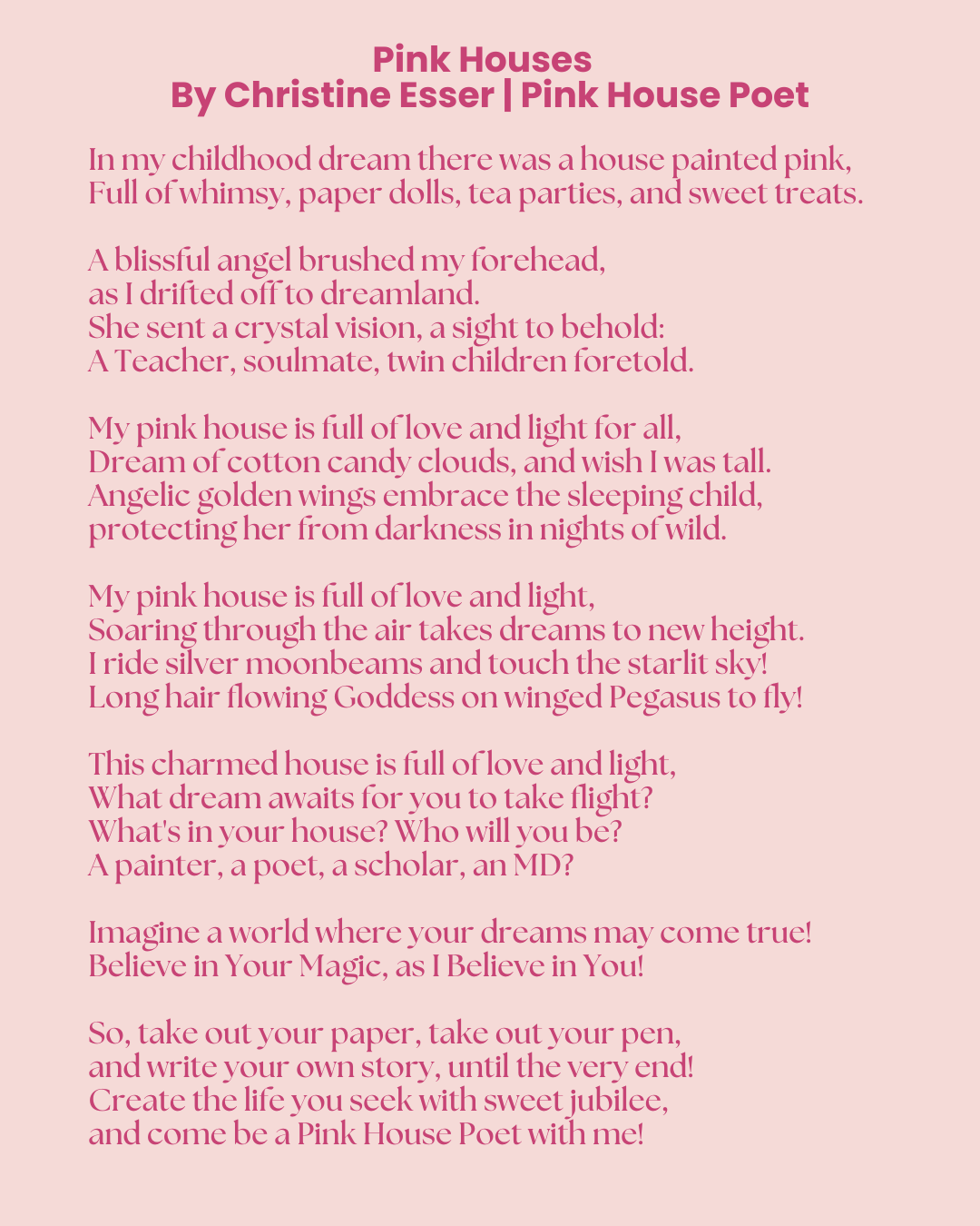 Pink Houses Poetry Postcard